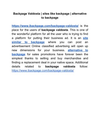 Backpage Valdosta | sites like backpage | alternative to backpage
