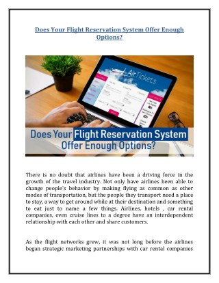 Does Your Flight Reservation System Offer Enough Options?