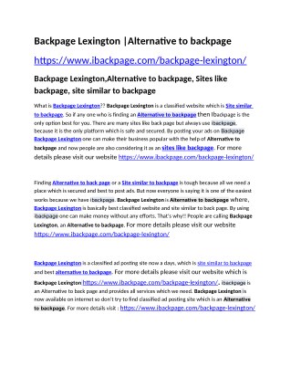 Backpage Lexington |Alternative to backpage