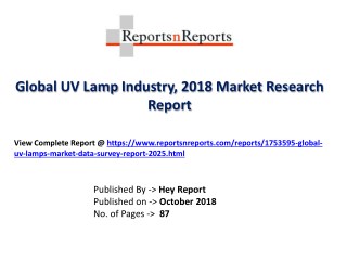 Global UV Lamp Market 2018 Recent Development and Future Forecast