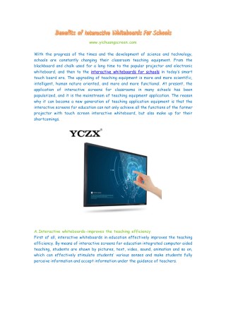 Benefits of Interactive Whiteboards For Schools