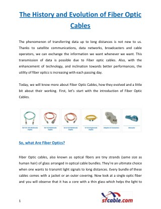 The History and Evolution of Fiber Optic Cables