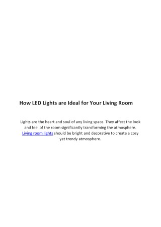How LED Lights Are Ideal For Your Living Room