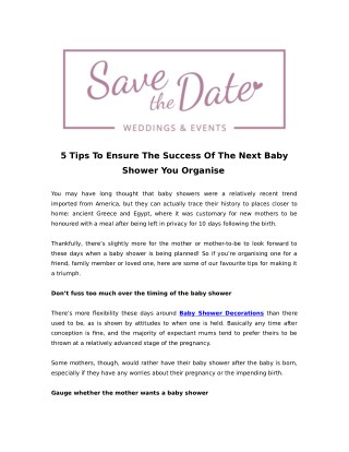 5 Tips To Ensure The Success Of The Next Baby Shower You Organise