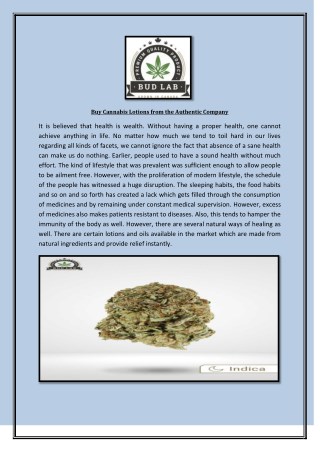 Buy Cannabis Lotions from the Authentic Company