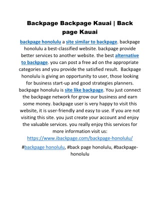Backpage Backpage Kauai | Back page Kauai