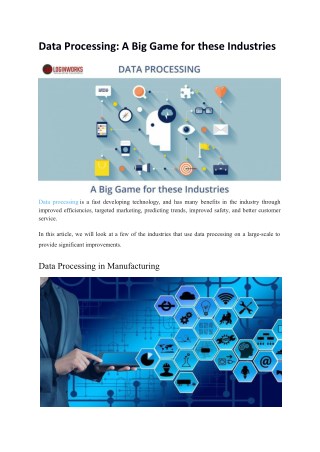 Data Processing: A Big Game for these Industries