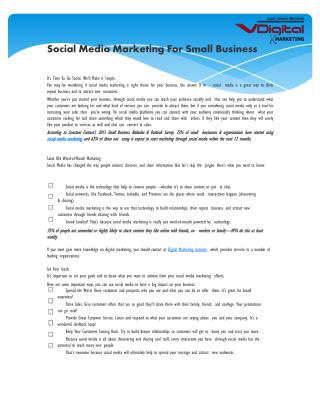 Social Media Marketing Helpful for Small Business