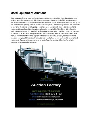 Used Equipment Auctions