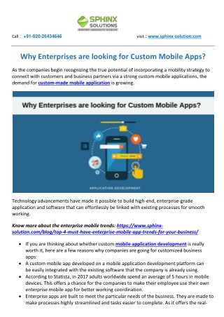 Why enterprises are looking for custom mobile apps