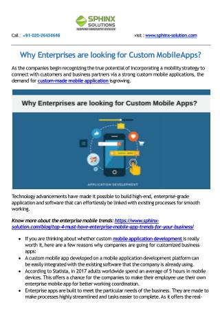 Why Enterprises are looking for Custom Mobile Apps?