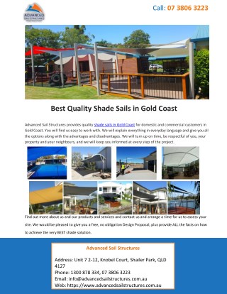 Best Quality Shade Sails in Gold Coast