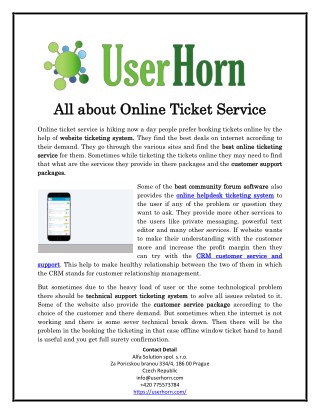 All about Online Ticket Service