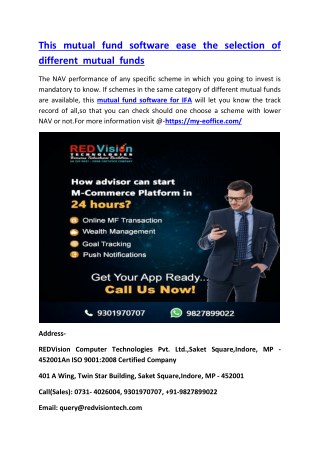 This mutual fund software ease the selection of different mutual funds