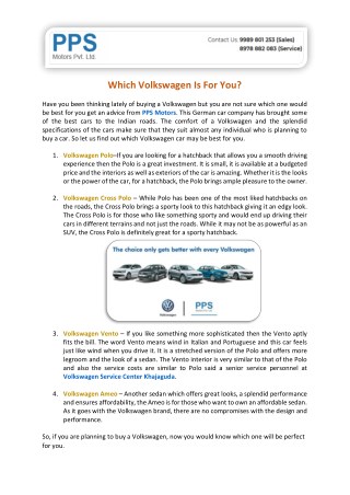 Which Volkswagen Is For You?