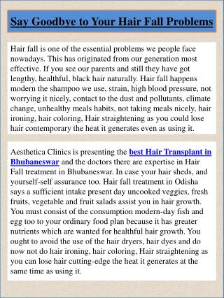 Say Goodbye to Your Hair Fall Problems