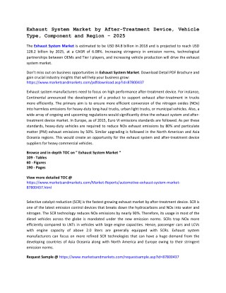 Exhaust System Market by After-Treatment Device, Vehicle Type, Component and Region - 2025