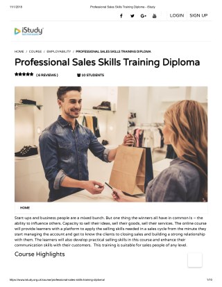 Professional Sales Skills Training Diploma - istudy