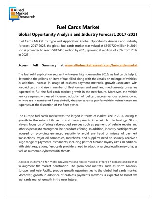 Fuel Cards Market Overview