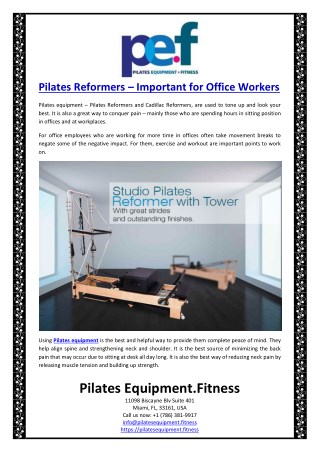 Pilates Reformers – Important for Office Workers