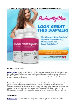 Radiantly Slim – Don’t Wait To Loss Weight!