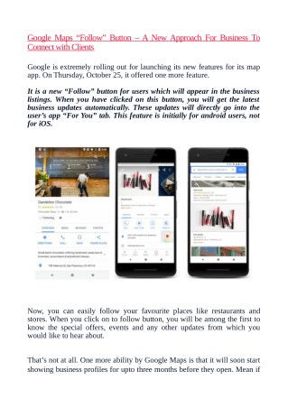 Google Maps “Follow” Button – A New Approach For Business To Connect with Clients