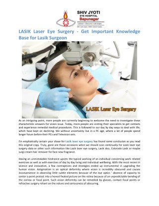 LASIK Laser Eye Surgery - Get Important Knowledge Base for Lasik Surgeon