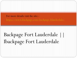 Backpage Fort Lauderdale || Ibackpage Fort Lauderdale