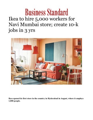 Ikea to hire 5,000 workers for Navi Mumbai store; create 10-k jobs in 3 yrs