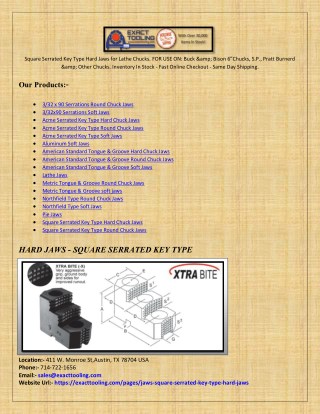 Square Serrated Key Type Soft Jaws