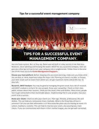 Tips for a successful event management company