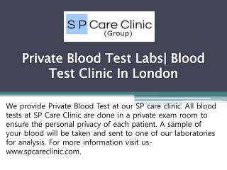 Private Blood Test Labs| Blood Test Clinic in London