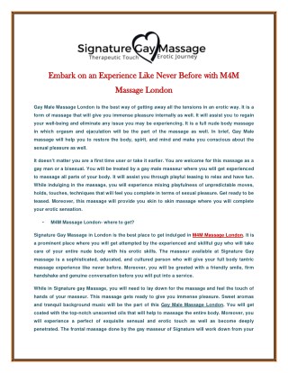 M4M Massage London