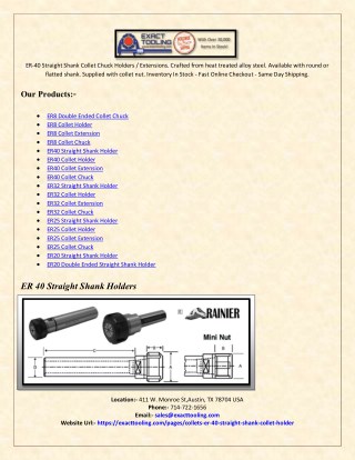 ER20 Straight Shank Holder