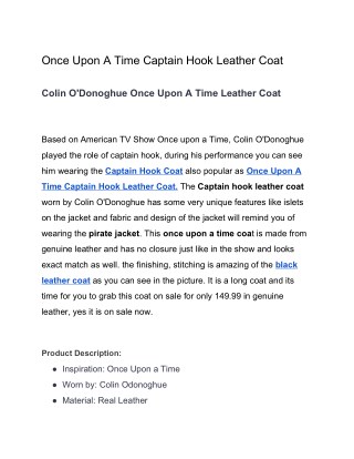 Once upon a time captain hook leather coa