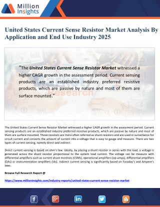 United States Current Sense Resistor Market Analysis By Application and End Use Industry 2025