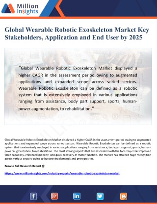 Global Wearable Robotic Exoskeleton Market Key Stakeholders, Application and End User by 2025
