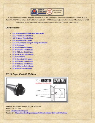 BT 40 Shell Mill Holders