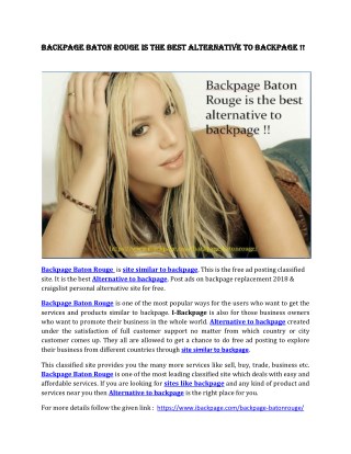 Backpage Baton Rouge is the best alternative to backpage !!