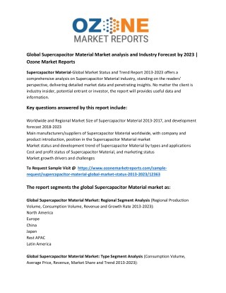 Global Supercapacitor Material Market analysis and Industry Forecast by 2023 | Ozone Market Reports