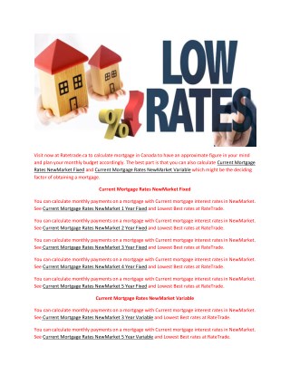Current Mortgage Rates NewMarket