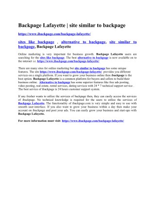 Backpage Lafayette | site similar to backpage