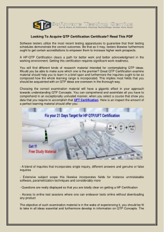 Looking To Acquire QTP Certification Certificate? Read This PDF
