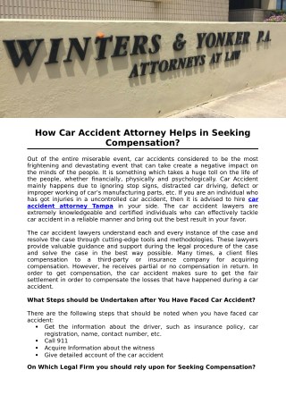 How Car Accident Attorney Helps in Seeking Compensation?