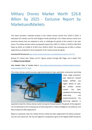 Military Drones Market Worth $26.8 Billion by 2025