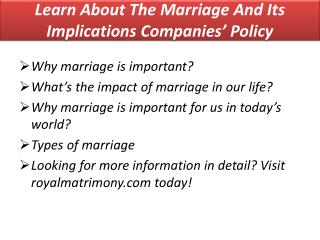 Learn About The Marriage And Its Implications Companies’ Policy