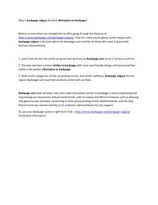 Why is backpage calgary the best alternative to backpage?
