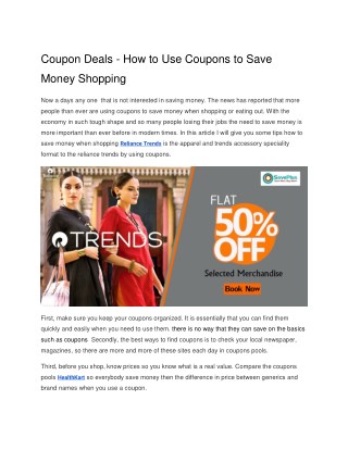 Reliance Trends Coupons, Deals & Offers: Flat 50% off Selected Merchandise