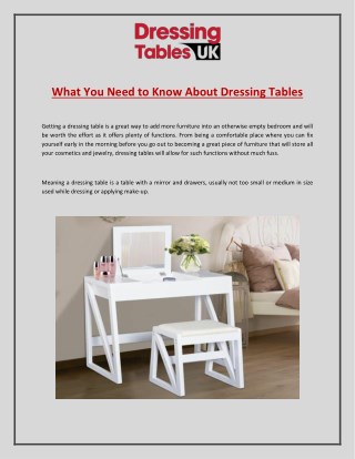 What You Need to Know About Dressing Tables