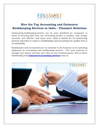 Hire the Top Accounting and Outsource Bookkeeping Services in India – Finsmart Solutions